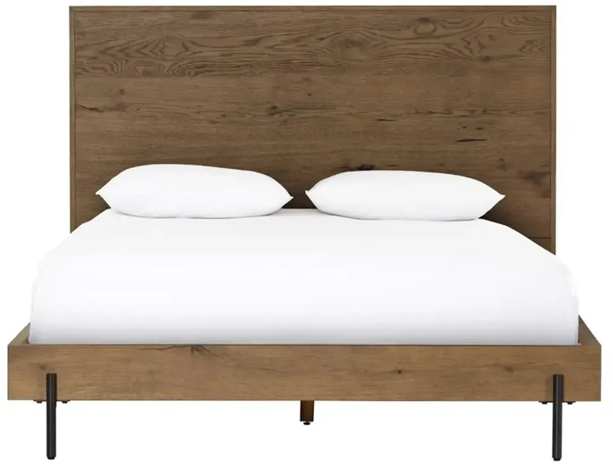 Alina Rustic Lodge Brown Wood Dark Grey Iron Bed - King