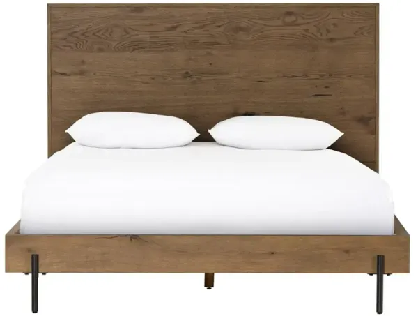 Alina Rustic Lodge Brown Wood Dark Grey Iron Bed - Queen