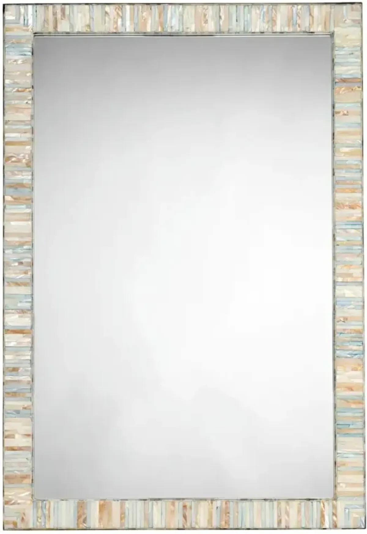 Talia Coastal Beach Blue Capiz Rectangular Wall Mounted Mirror
