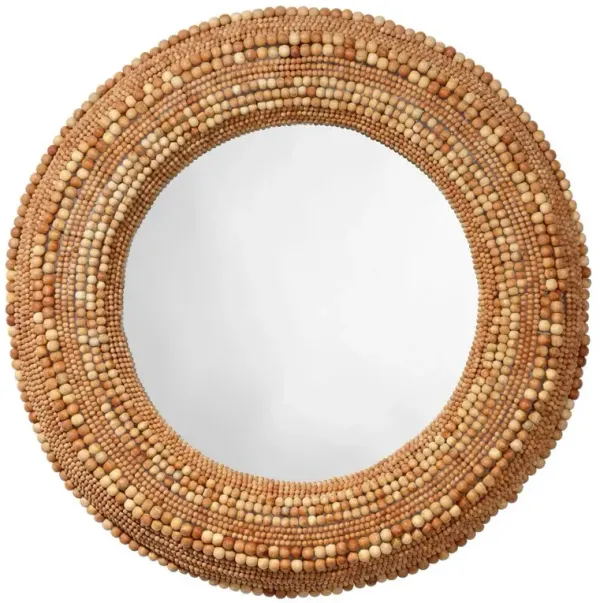 Tara Coastal Beach Natural Mango Wood Round Wall Mounted Mirror