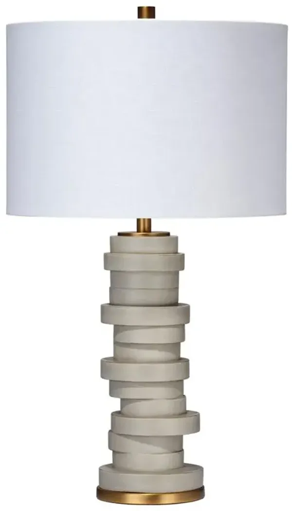 Teagan Modern Classic Cement Grey Resin Linen Shade Table Lamp