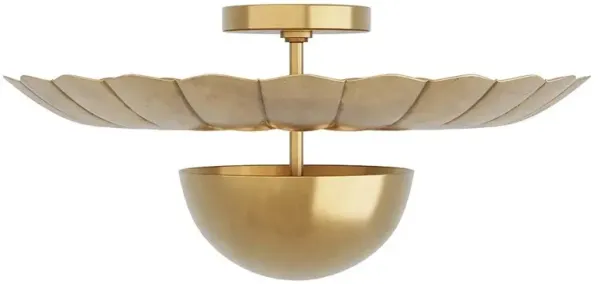 Teresa Hollywood Regency Antique Brass Metal Semi Flush Mount
