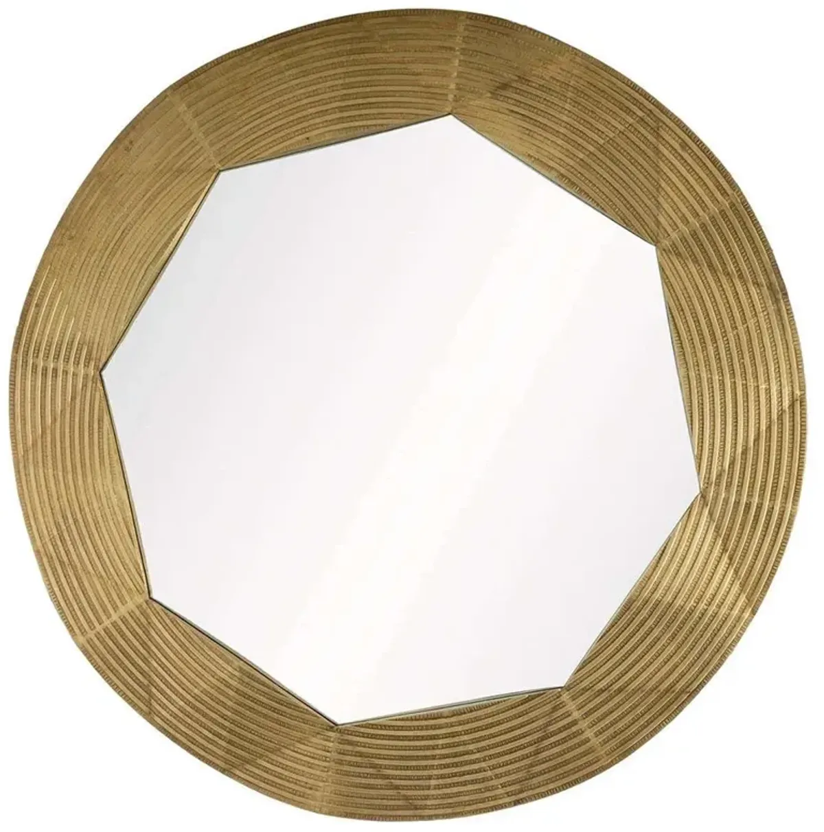 Wilma Hollywood Regency Antique Brass Clad Round Wall Mirror