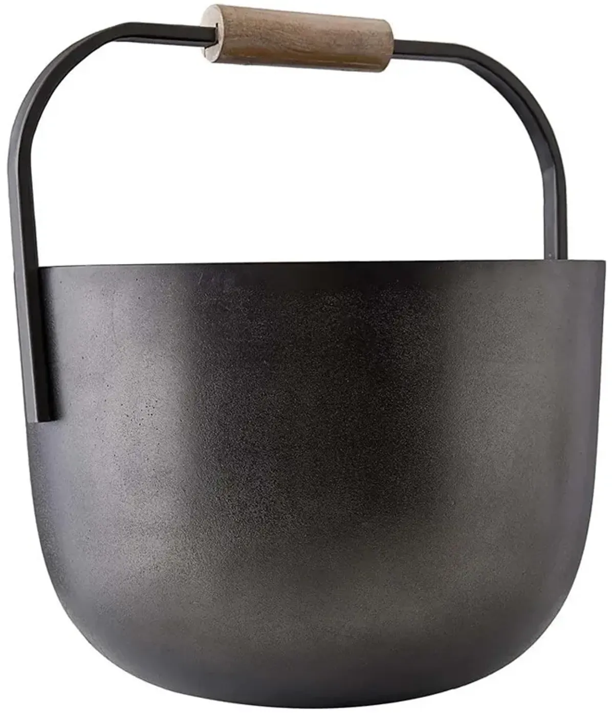 Vermeer Blackened Aluminum Smoke Mango Wood Handle Firewood Basket