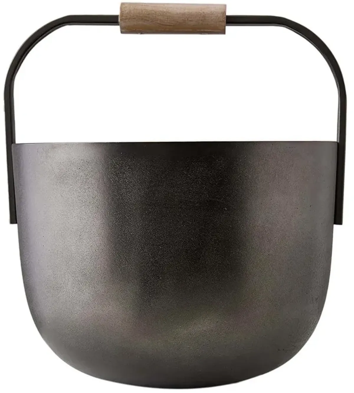 Vermeer Blackened Aluminum Smoke Mango Wood Handle Firewood Basket