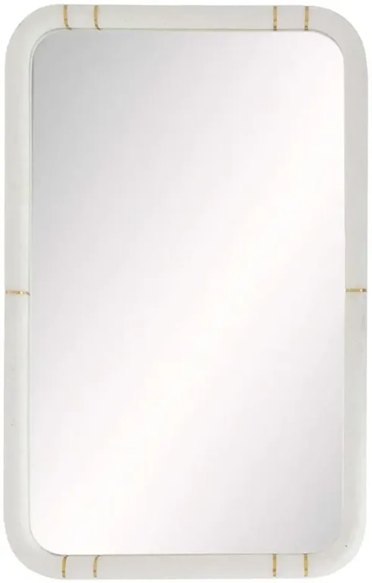 Trevino White Ricestone Antique Brass Steel Rectangular Wall Mirror