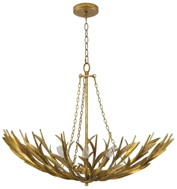 River Reed Basin French Antique Gold Leaf Steel Chandelier