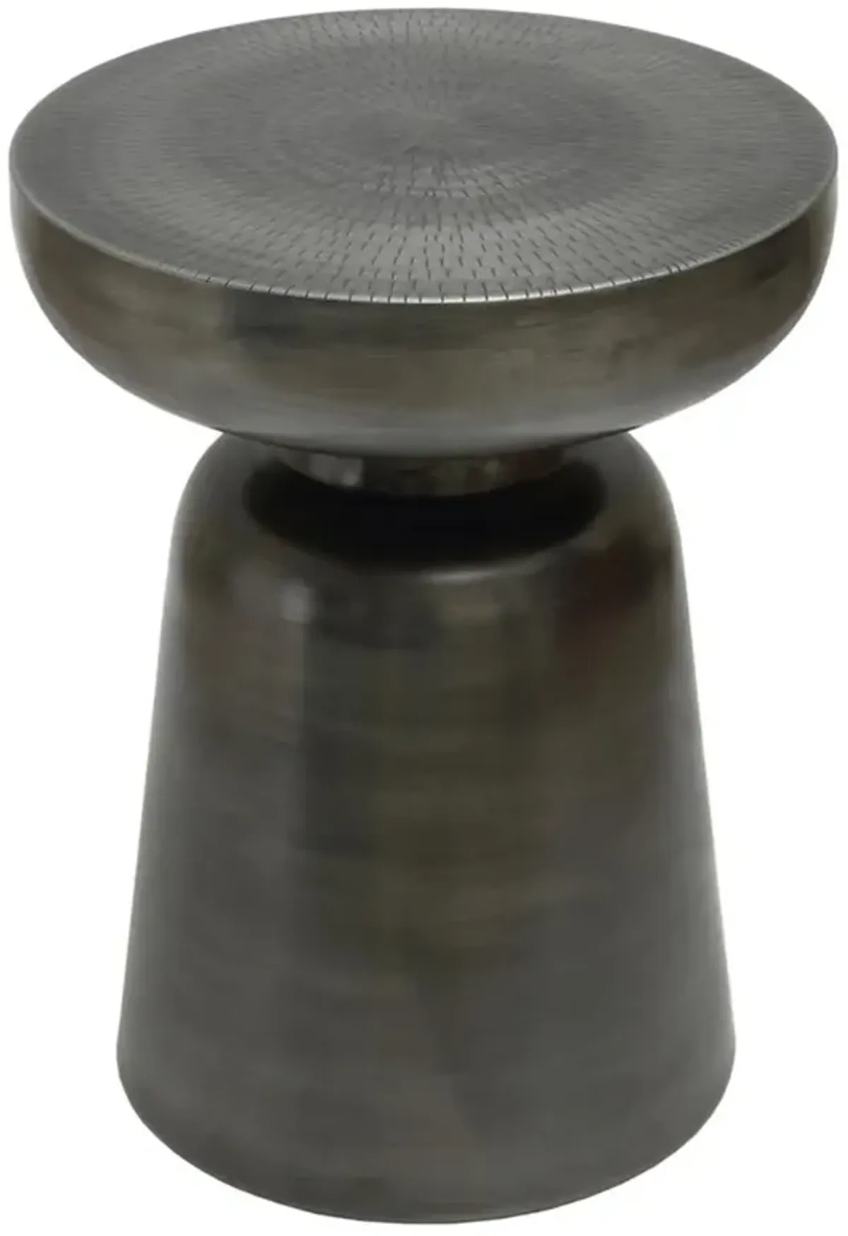 Mathias Industrial Loft Nickel Iron Pedestal Round Side Table