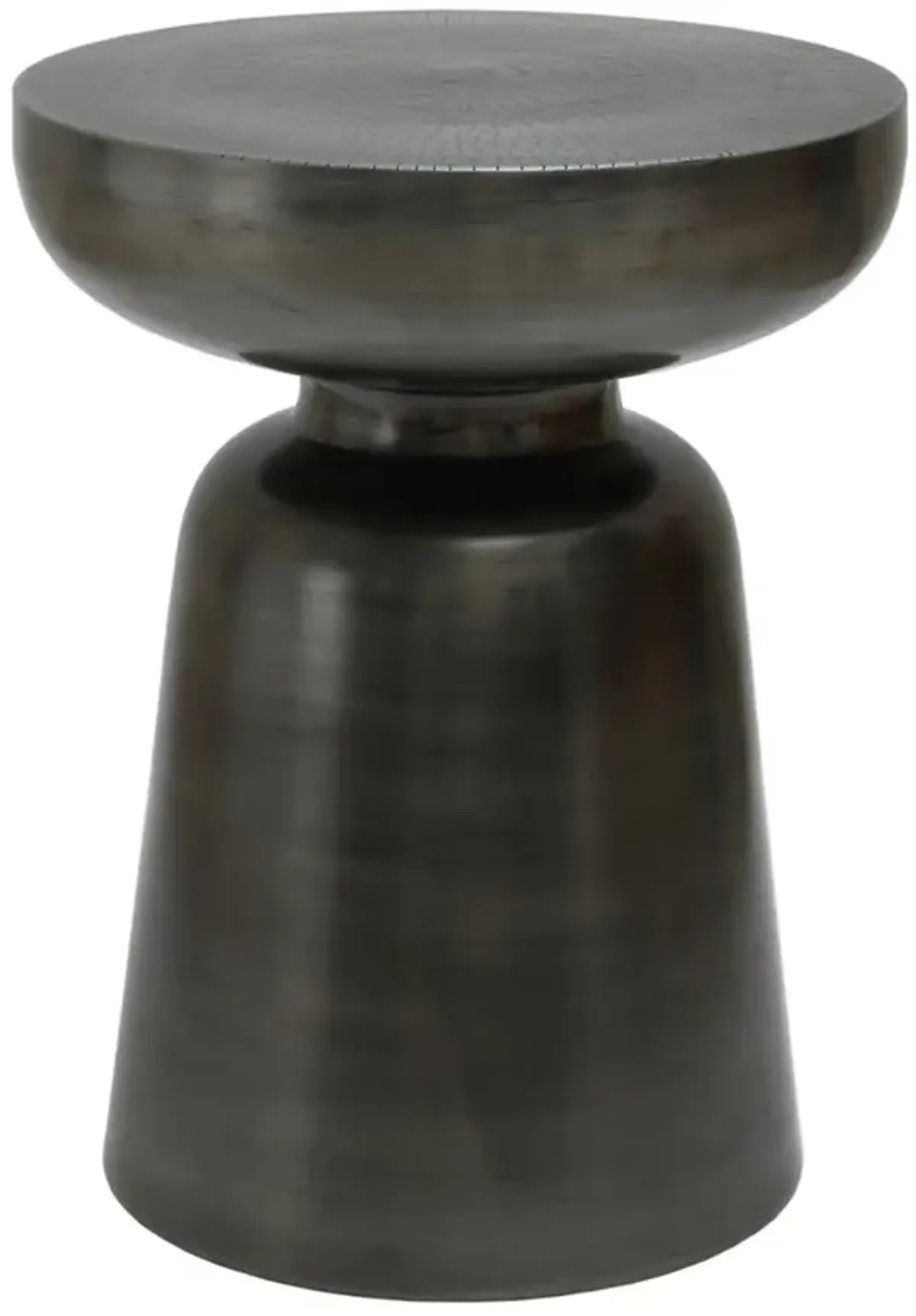 Mathias Industrial Loft Nickel Iron Pedestal Round Side Table