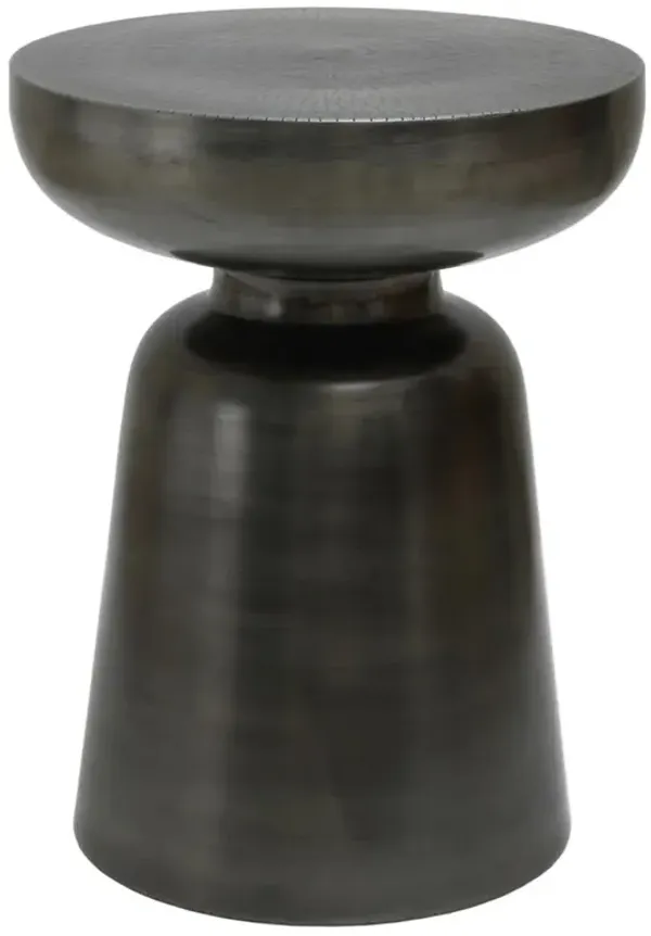 Mathias Industrial Loft Nickel Iron Pedestal Round Side Table