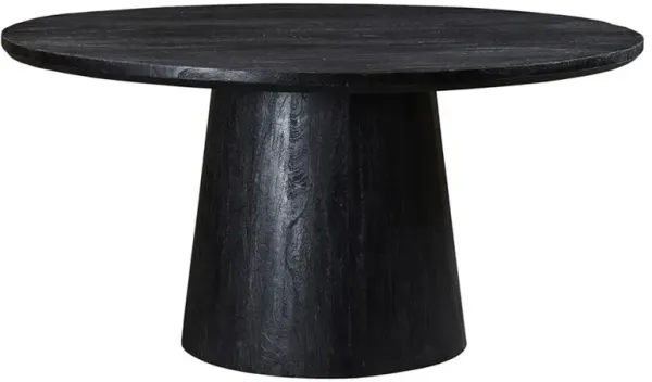 Aifeco Rustic Lodge Black Mango Wood Round Pedestal Dining Table - 60"W