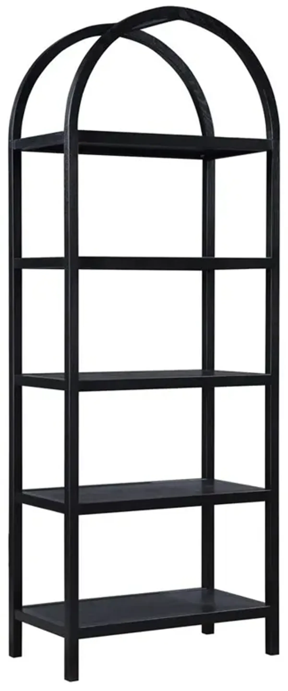 Klara Modern Classic Black Oak Wood Open Back Arched Bookcase