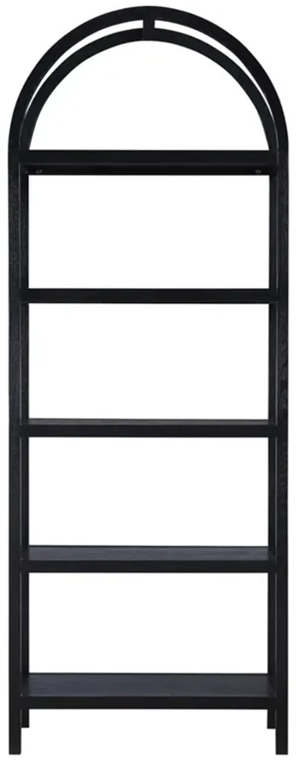 Klara Modern Classic Black Oak Wood Open Back Arched Bookcase