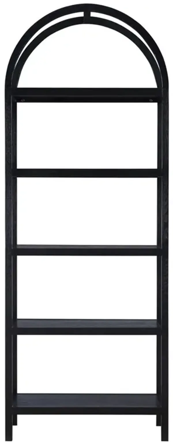 Klara Modern Classic Black Oak Wood Open Back Arched Bookcase