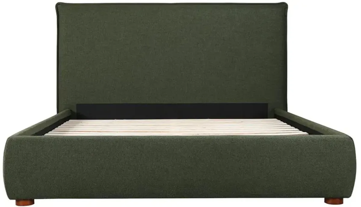 Holden Modern Classic Dark Green Upholstered Pine Wood Bed - King