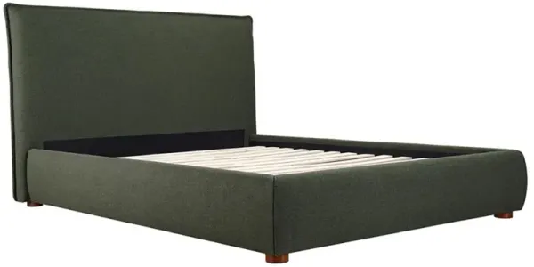 Holden Modern Classic Dark Green Upholstered Pine Wood Bed - Queen