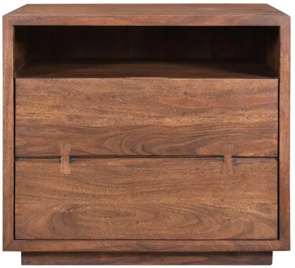 Atlas Rustic Lodge Brown Acacia Wood 1 Drawer Nightstand