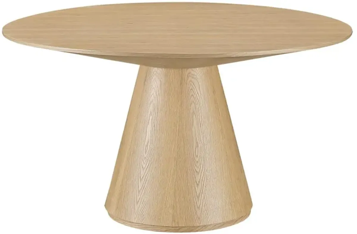 Braydon Rustic Lodge Natural Brown Oak Wood Round Dining Table - Small - 47"W