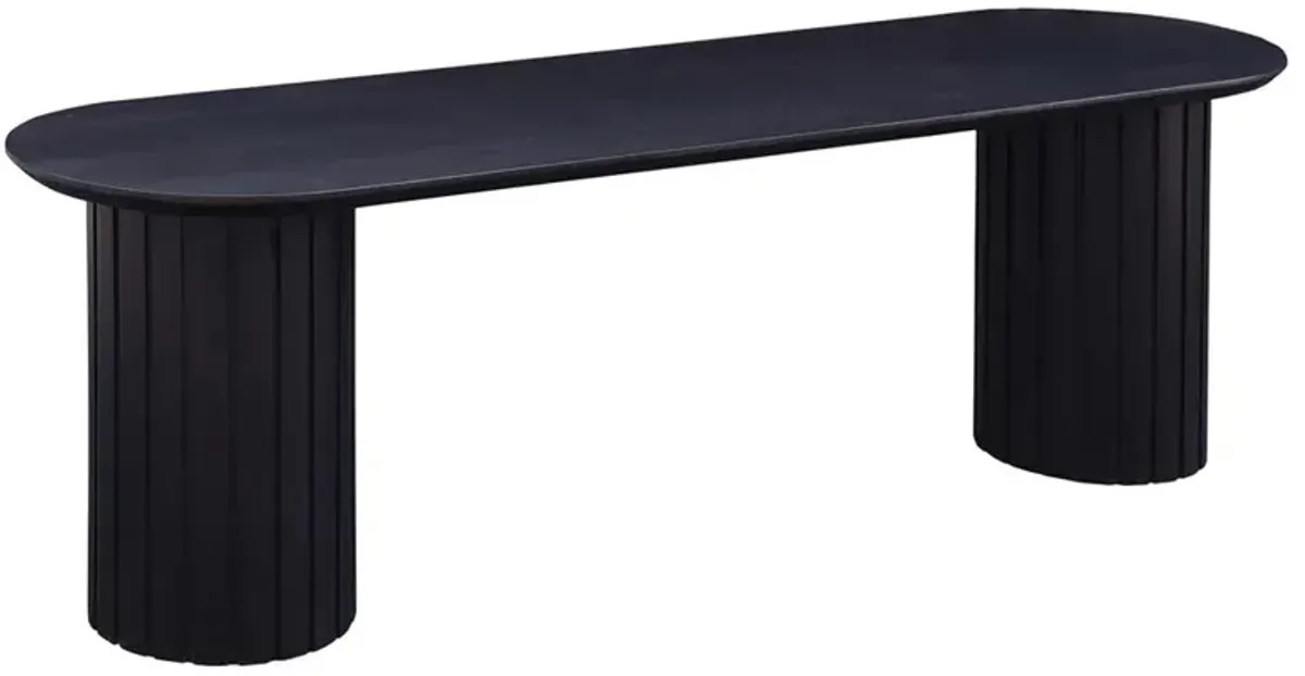 Nick Mid Century Modern Black Acacia Wood Oval Dining Bench