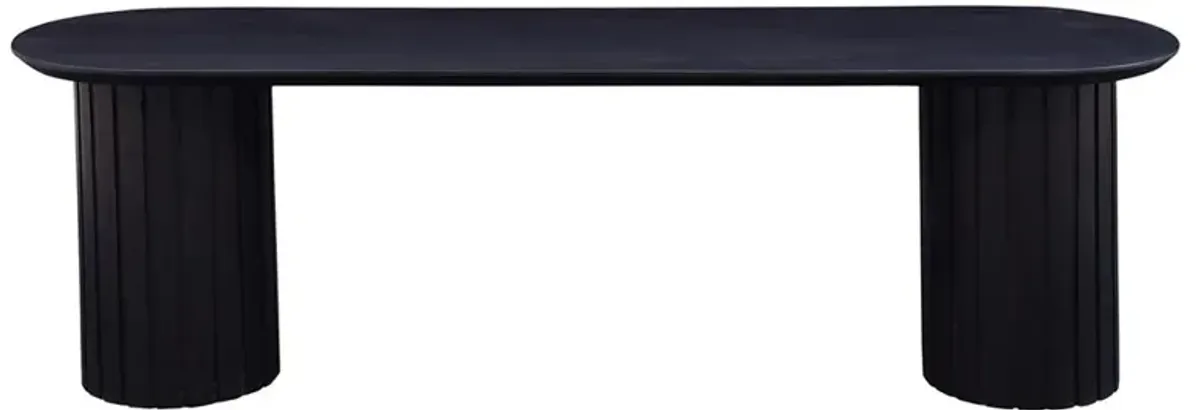 Nick Mid Century Modern Black Acacia Wood Oval Dining Bench