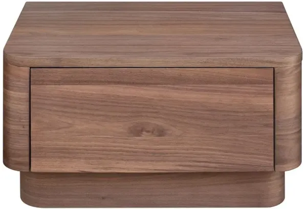 Rex Coastal Beach Brown Walnut Wood 1 Drawer Nightstand