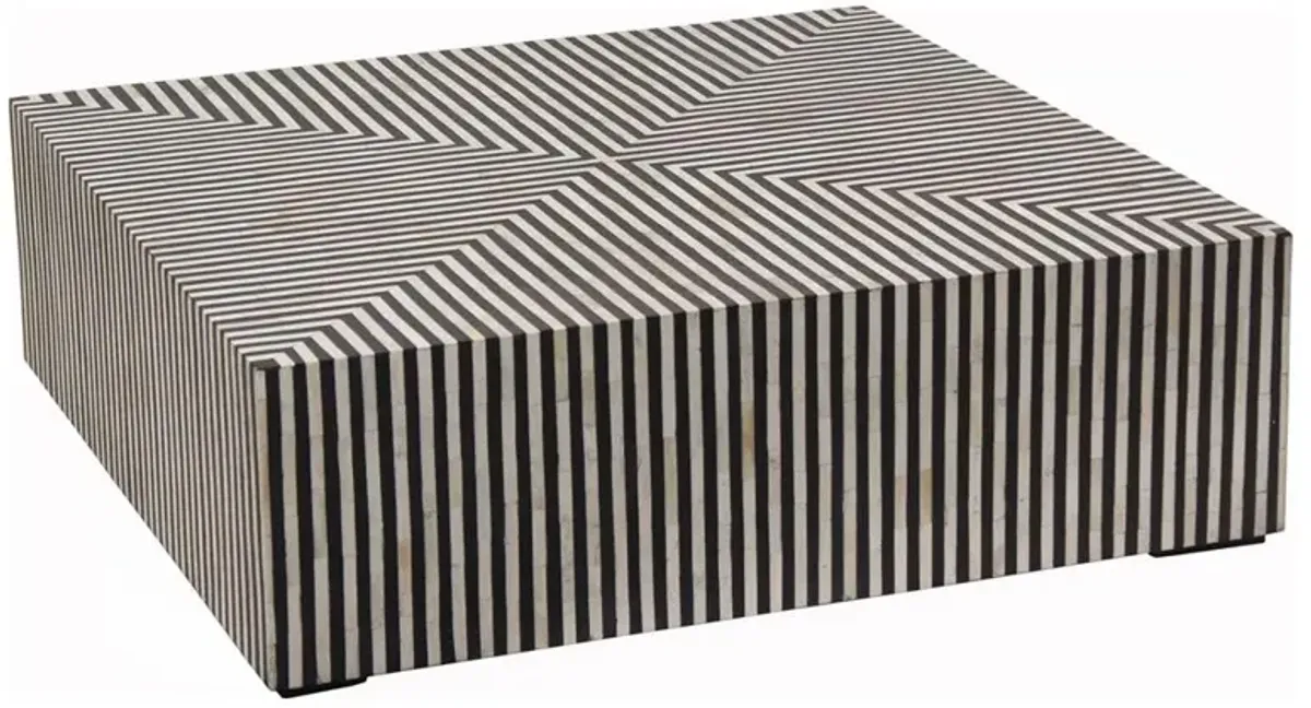 Deryn Global Bazaar Black White Camel Bone Square Block Coffee Table