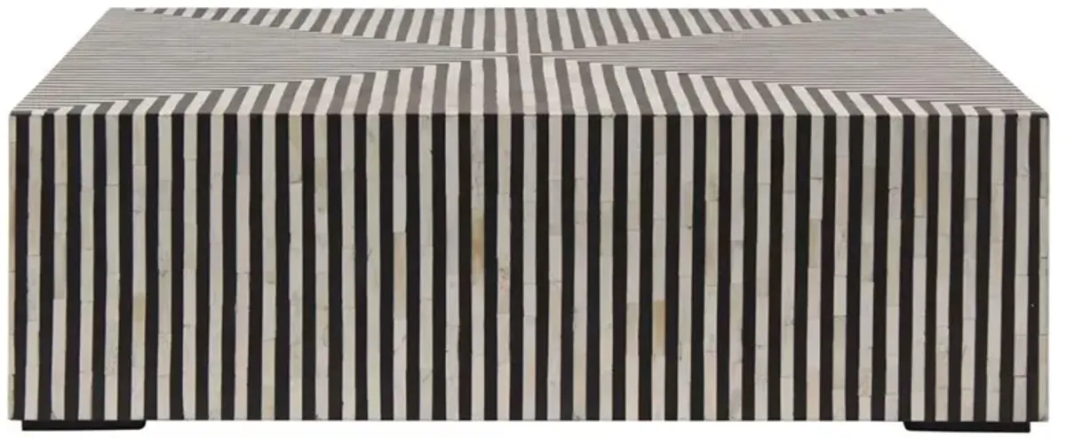 Deryn Global Bazaar Black White Camel Bone Square Block Coffee Table