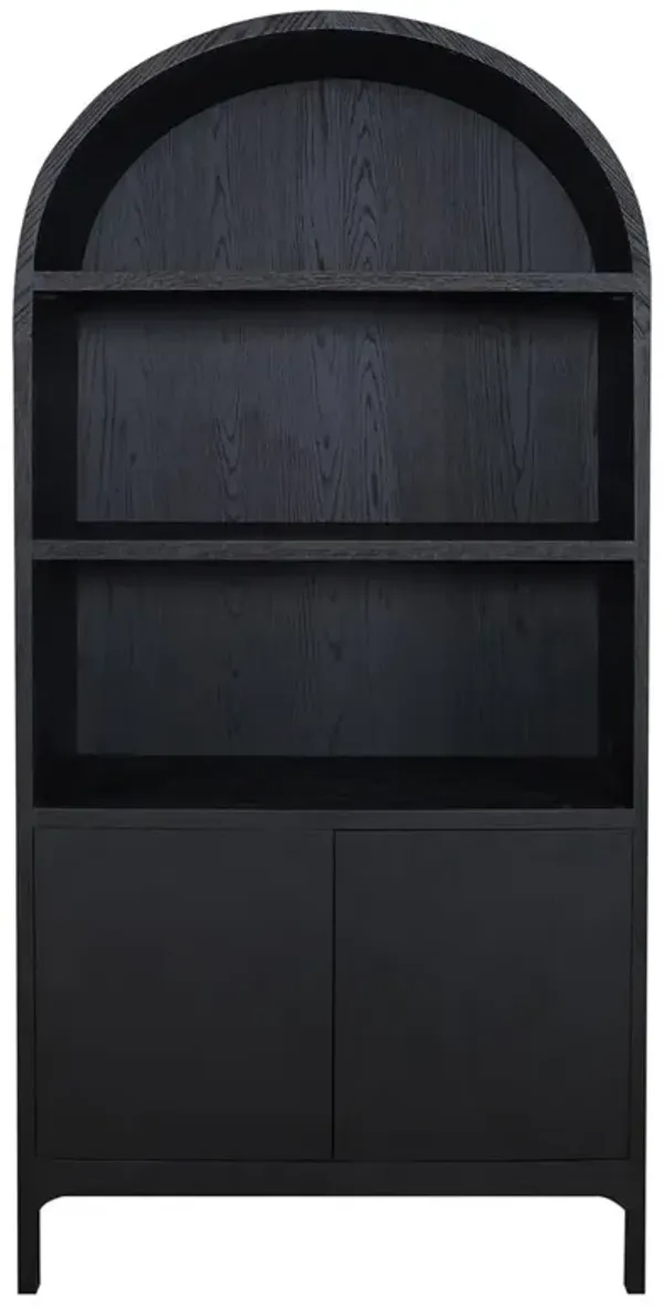 Athanasia Modern Classic Black Oak Wood 2 Door Display Case