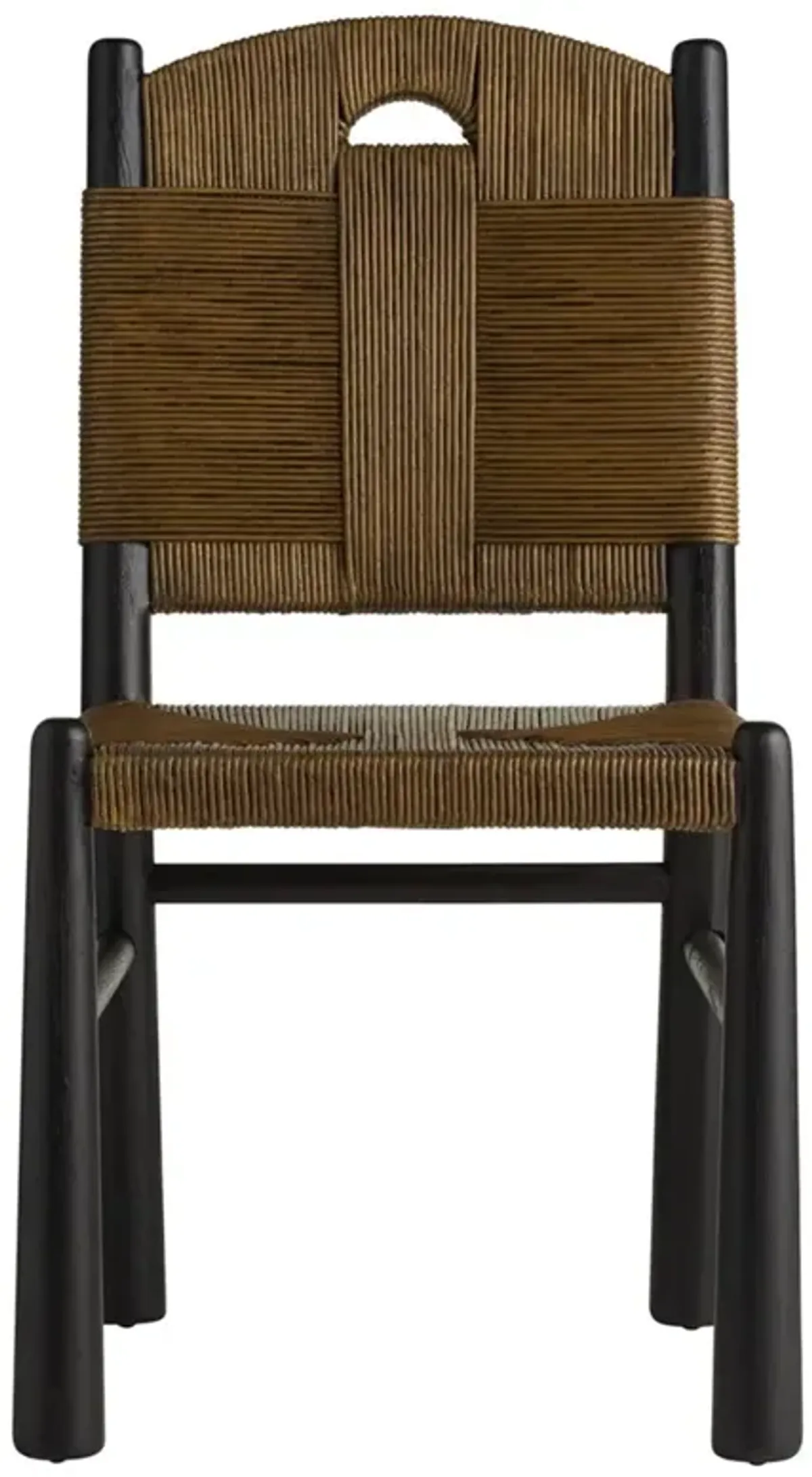 Solange Rustic Brown Mango Wood Woven Cord Back Dining Side Chair