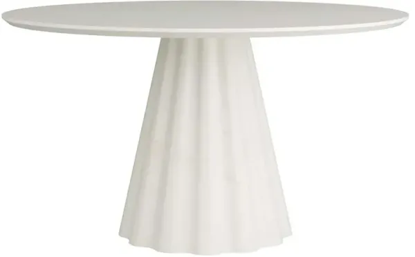 Rinny French White Marble Top Mango Wood Base Dining Table - 54"W