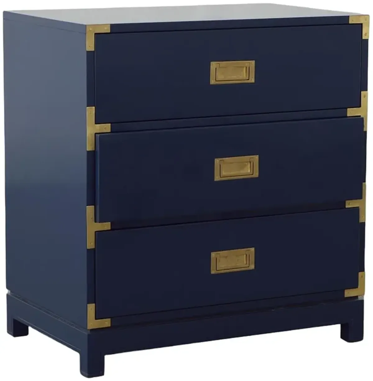 Marianne Modern Classic Blue Mahogany Wood Gold Nightstand