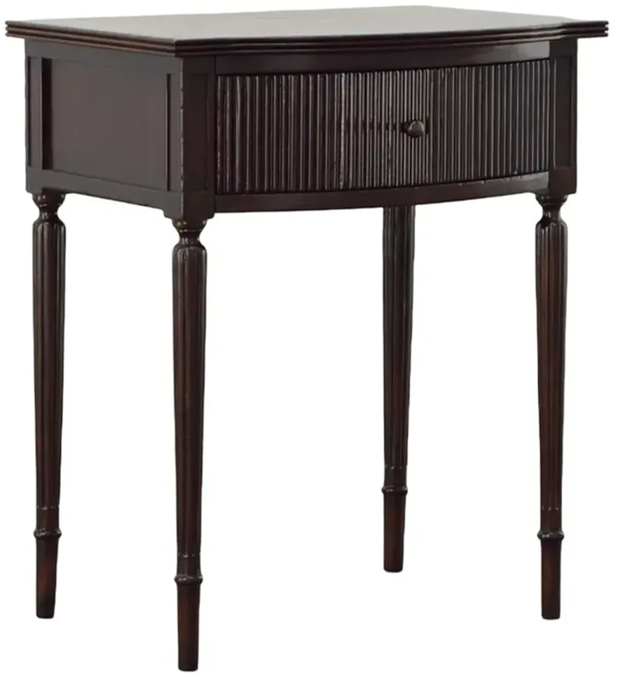 Tanya French Country Deep Brown Mahogany Wood 1 Drawer Side Table