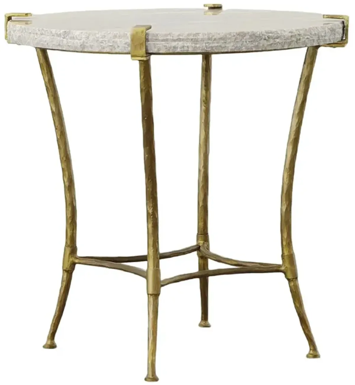 Xander Regency Cream Marble Top Gold Metal Base Round Side Table