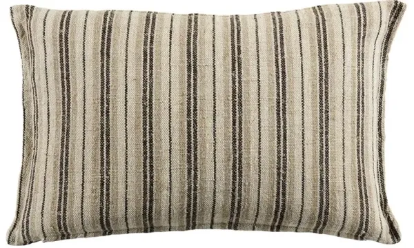 Ash Modern Dark Brown Linen Striped Lumbar Pillow - 13x21