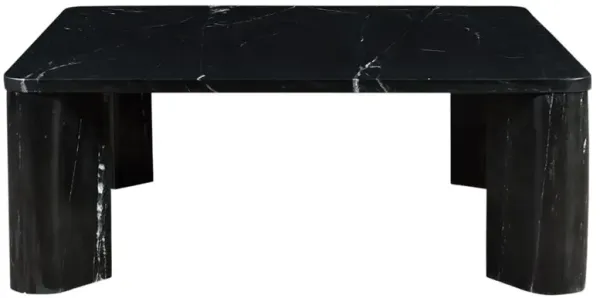 Jaden Industrial Loft Black Marble Stone Square Coffee Table