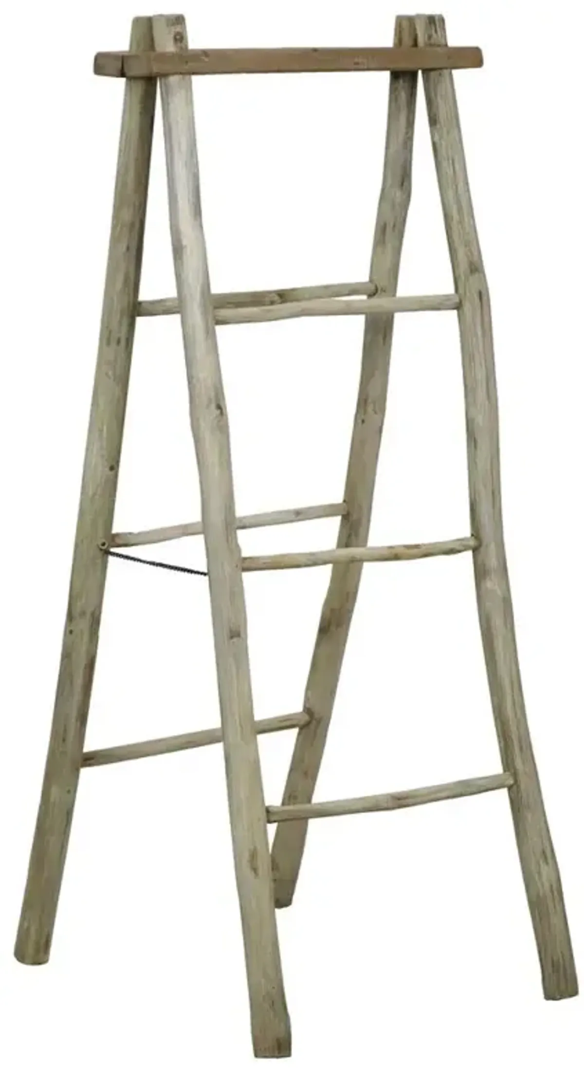 Kelly Coastal Beach Natural Teak Wood Branch Ladder Shelf