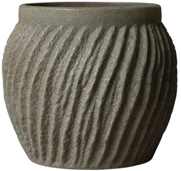 Kiara Industrial Loft Grey Textured Ceramic Round Pot Planter - Small