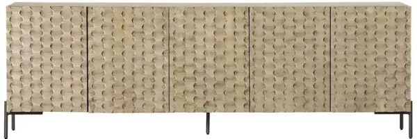 Harrison Global Bazaar Grey Mango Wood 5 Door Iron Legs Media Console - 82"W - Large