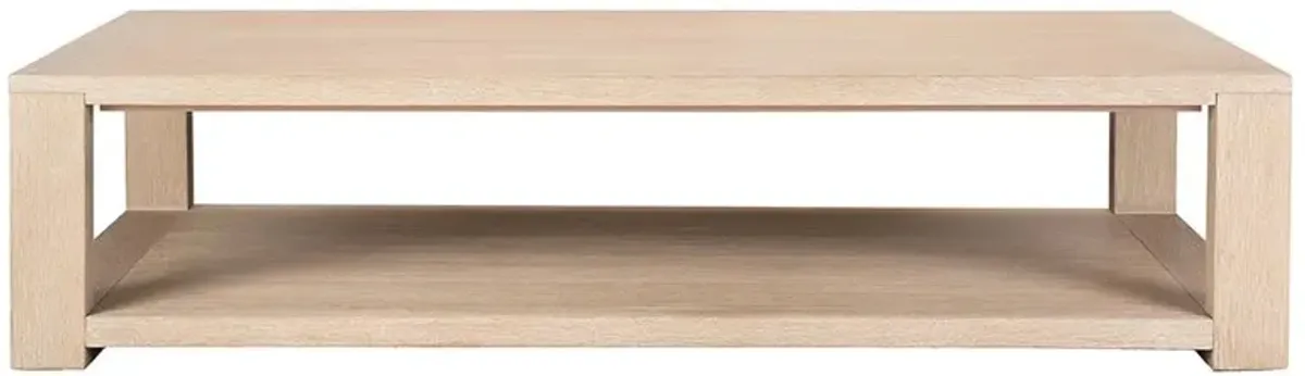 Tahoma Modern Classic Beige Oak Wood Rectangular 2 Tier Coffee Table