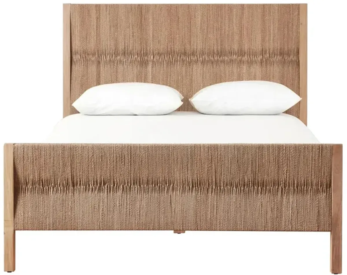 Jolene Coastal Beach Brown Wood Handwoven Seagrass Rope Bed - Queen