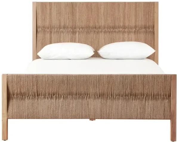 Jolene Coastal Beach Brown Wood Handwoven Seagrass Rope Bed - Queen
