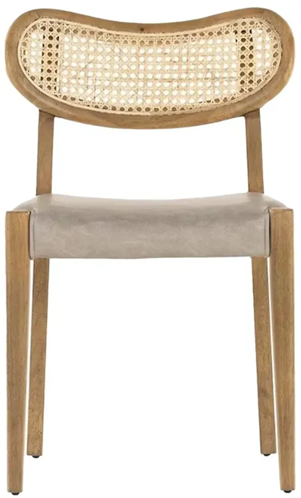 Open Box Nila Coastal Beige Upholstered Solid Wood Woven Cane Dining Side Chair