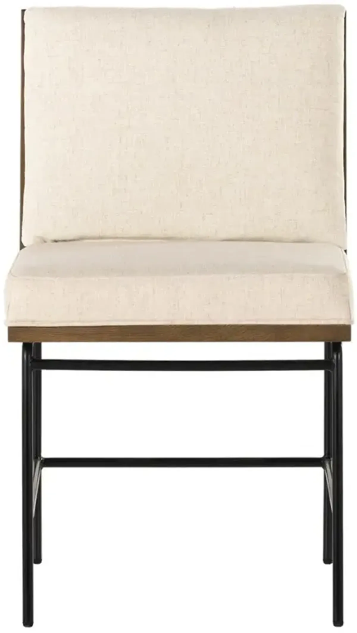 Open Box Inno Industrial Loft White Performance Brown Oak Black Iron Dining Side Chair