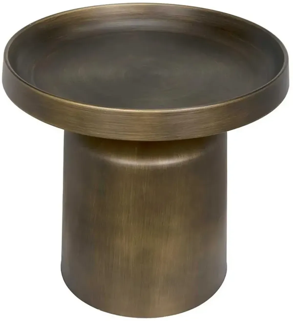 Lorenzo Industrial Loft Aged Brass Steel Round Tray Side Table