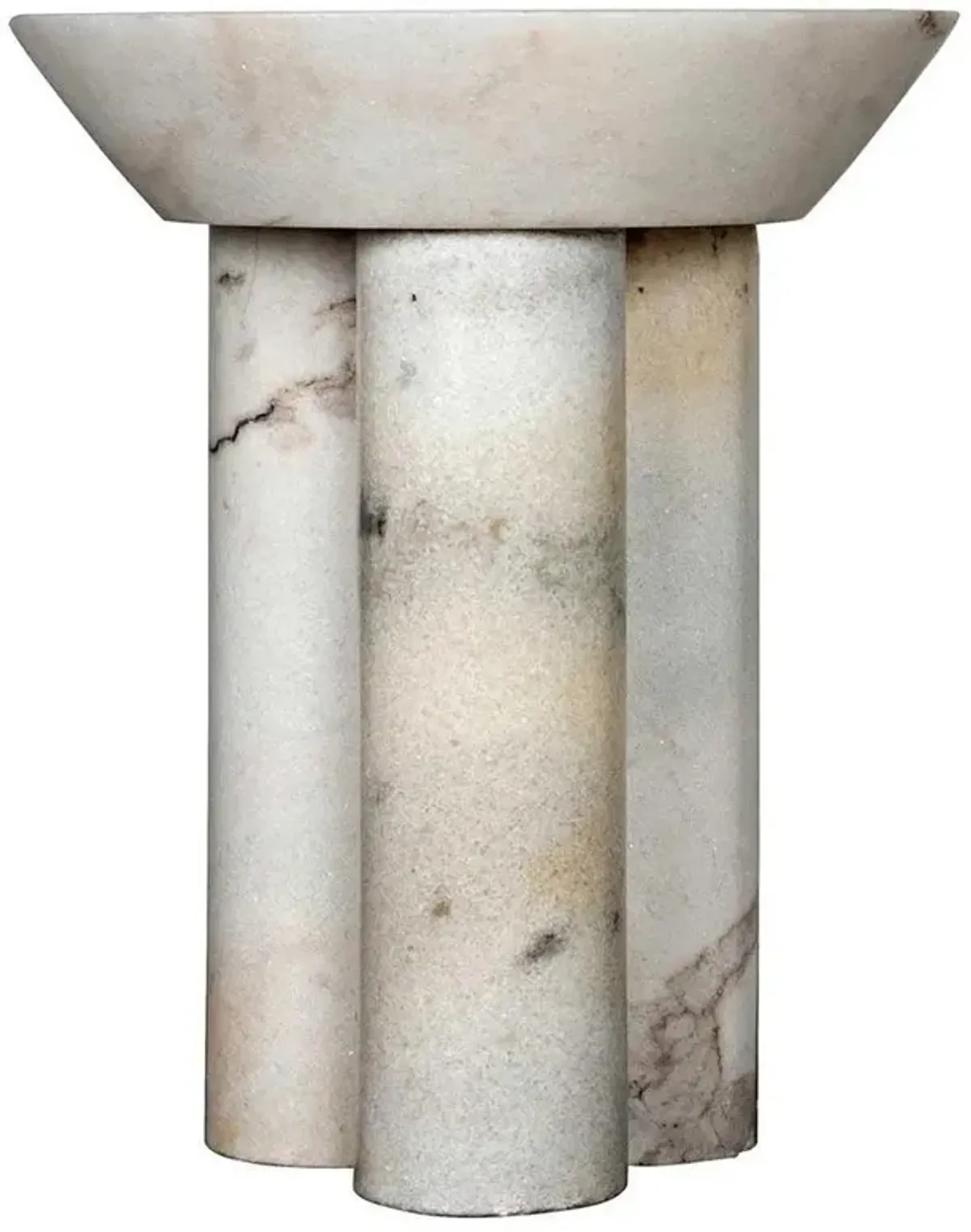 Nyx Industrial Loft White Marble Round Pedestal Side Table