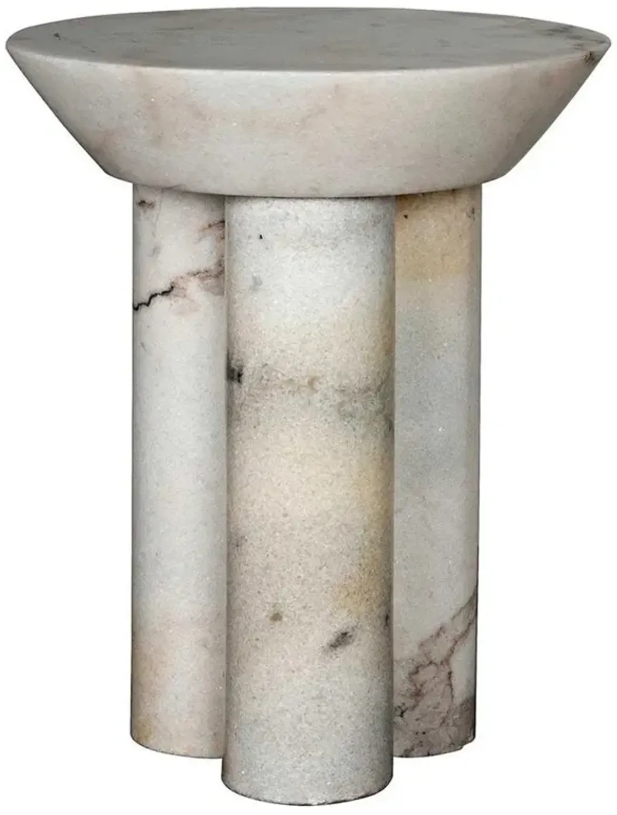 Nyx Industrial Loft White Marble Round Pedestal Side Table