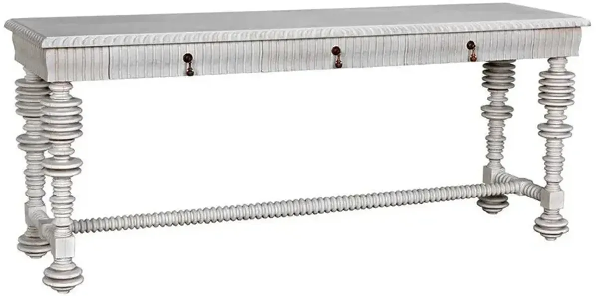 Percy Updated Traditional Whitewash Black Console Table