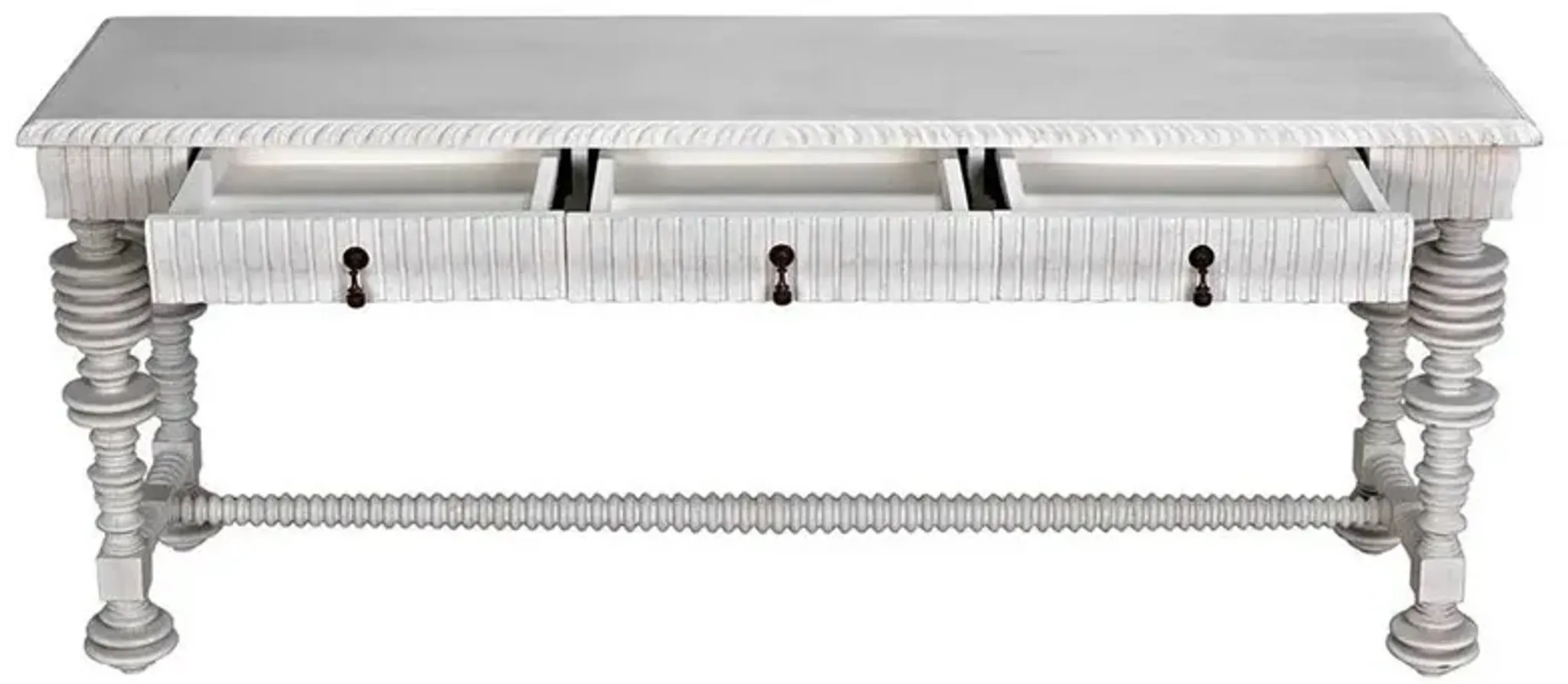 Percy Updated Traditional Whitewash Black Console Table | Furniture.com