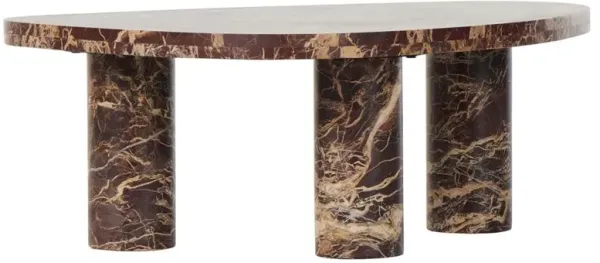 Zayden Modern Classic Merlot Red Solid Marble Coffee Table - Small