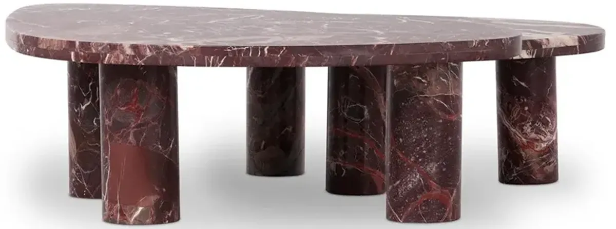 Zayden Modern Classic Merlot Red Solid Marble Coffee Nesting Tables